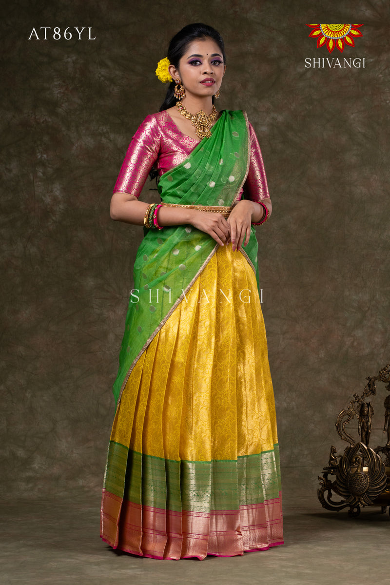 Girl Yellow Mango Stream online Half Saree Davani