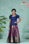 Pongal Collection - Magenta Golden String Alpha Traditional Pattu Pavadai For Girls