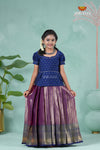 Pongal Collection - Magenta Golden String Alpha Traditional Pattu Pavadai For Girls