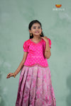 Pink Embroidery Designed Lantana Pattu Pavadai !!!