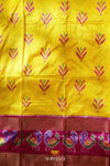 Yellow Pochampally Silk Pattu Pavadai Unstitched Material For Kids !!!