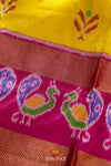 Yellow Pochampally Silk Pattu Pavadai Unstitched Material For Kids !!!