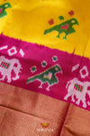 Yellow Pochampally Silk Pattu Pavadai Unstitched Material For Kids !!!