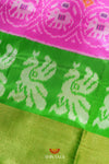 Pink Pochampally Silk Pattu Pavadai Unstitched Material For Kids !!!