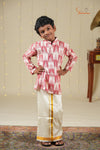 Boys Red and White Ikat Kurta !!!