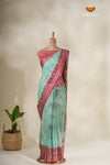 Mirror Patola Teal Green Mom And Daughter Saree and Pattu Pavadai Combo Set !!!