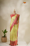 Mirror Patola Parrot Green Mom And Daughter Saree and Pattu Pavadai Combo Set !!!