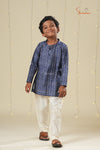 Ethnic Waer - Blue Boys Diamond Jacquard Cotton Kurta !!!