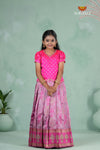 Pink Embroidery Designed Lantana Pattu Pavadai !!!