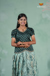 Elegant Green Embroidery Pattu Pavadai for Girls – Traditional Silk Outfit