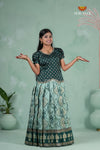 Elegant Green Embroidery Pattu Pavadai for Girls – Traditional Silk Outfit