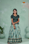 Elegant Green Embroidery Pattu Pavadai for Girls – Traditional Silk Outfit