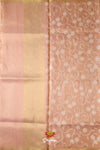 Peach Embroidered Thread Worked Chanderi Saree For Women