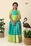 Green Sevanthi Pattu Pavadai For Girls - Festive Wear!!!