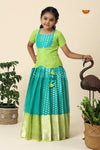 Green Sevanthi Pattu Pavadai For Girls - Festive Wear!!!