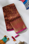 Brown Pattu Pavadai Unstitched Material For Kids !!!