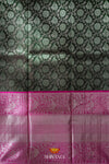 Dark Green Silk Pattu Pavadai Unstitched Material For Kids !!!