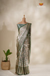 Spiral Tree Green Mom And Daughter Saree and Pattu Pavadai Combo Set !!!