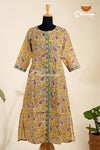 Yellow Angrakha Cotton Kurti For Women - AU72