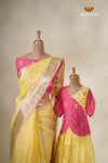 Green Hook Yellow Mom And Daughter Saree and Pattu Pavadai Combo Set !!!