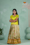 Parrot Green Embroidery Designed Lantana Pattu Pavadai !!!