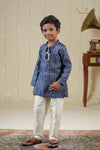 Ethnic Waer - Blue Boys Diamond Jacquard Cotton Kurta !!!