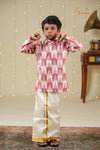 Boys Red and White Ikat Kurta !!!