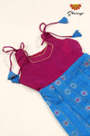 Blue Checks Golden Lotus Baby Frock For Girls !!!