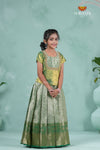 Traditional Pattu Pavadai For Girls in Green Mango Scarlet Alpha