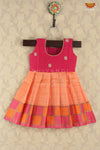 Baby Girls Pattu short Frock-Orange 