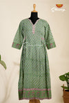 Green Mulmul Cotton Kurti For Women - AS15MULC