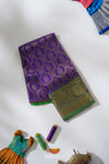 Purple Silk Pattu Pavadai Unstitched Material For Kids !!!