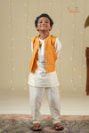 Mustard Boys Floral Nehru Jacket With Kurta Set !!!