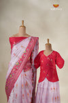 Mirror Patola Lavender Mom And Daughter Saree and Pattu Pavadai Combo Set !!!