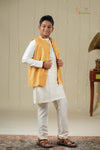 Ethnic Waer - Yellow Boys Floral Nehru Jacket With Kurta Set !!!