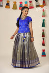 Girls Blue Pavizha Malli Pattu Pavadai Designs