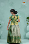 Traditional Pattu Pavadai For Girls in Green Mango Scarlet Alpha