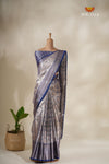 Spiral Tree Navy Blue Mom And Daughter Saree and Pattu Pavadai Combo Set !!!