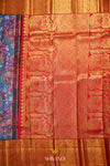 Blue Floral Handloom Pure Kanjivaram Silk Kalamkari Saree !!!