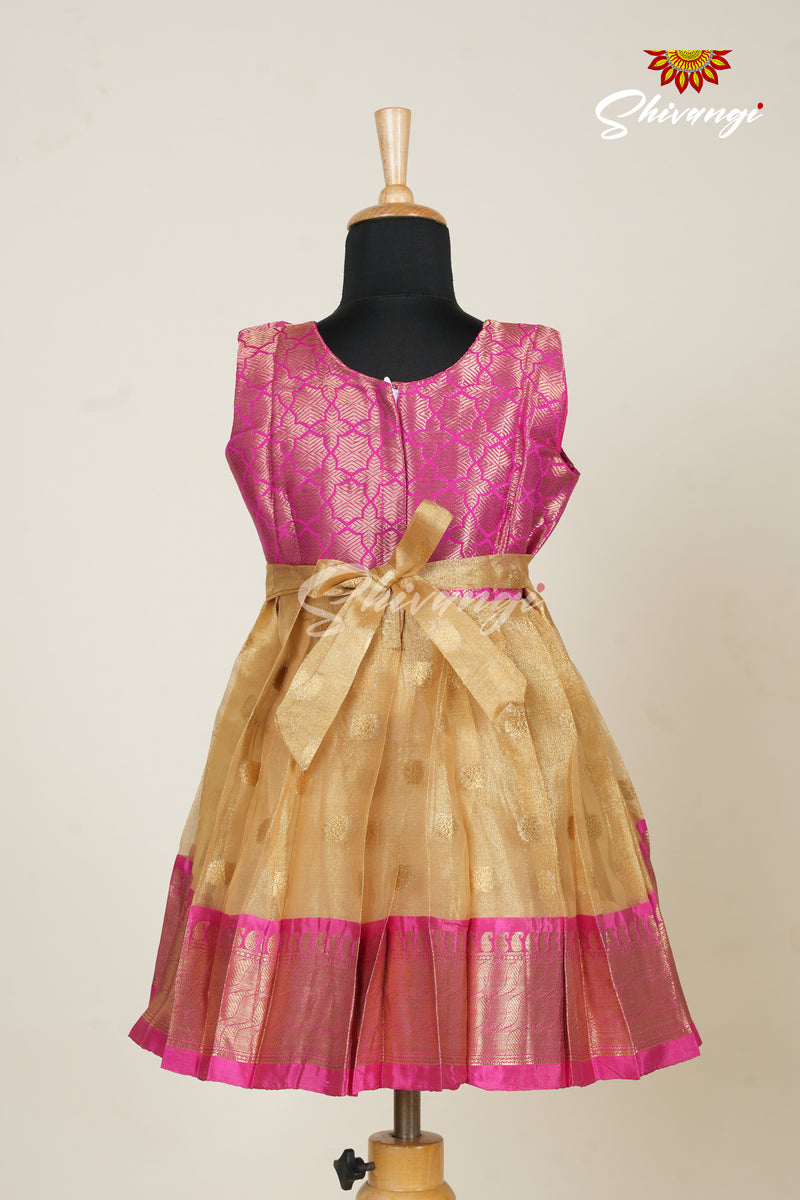 Girls Pink Golden Mountain Frock