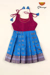 Blue Checks Golden Lotus Baby Frock For Girls !!!