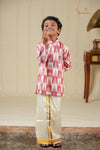 Boys Red and White Ikat Kurta !!!