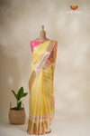 Green Hook Yellow Mom And Daughter Saree and Pattu Pavadai Combo Set !!!