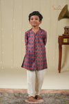 Ethnic Waer - Maroon Boys Mughal Jacquard Cotton Kurta Set !!!