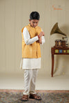 Ethnic Waer - Yellow Boys Floral Nehru Jacket With Kurta Set !!!