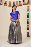 Girls Blue Pavizha Malli Pattu Pavadai Designs