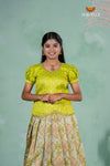 Parrot Green Embroidery Designed Lantana Pattu Pavadai !!!