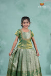 Traditional Pattu Pavadai For Girls in Green Mango Scarlet Alpha