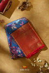 Blue Floral Handloom Pure Kanjivaram Silk Kalamkari Saree !!!