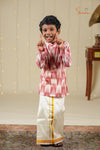 Boys Red and White Ikat Kurta !!!